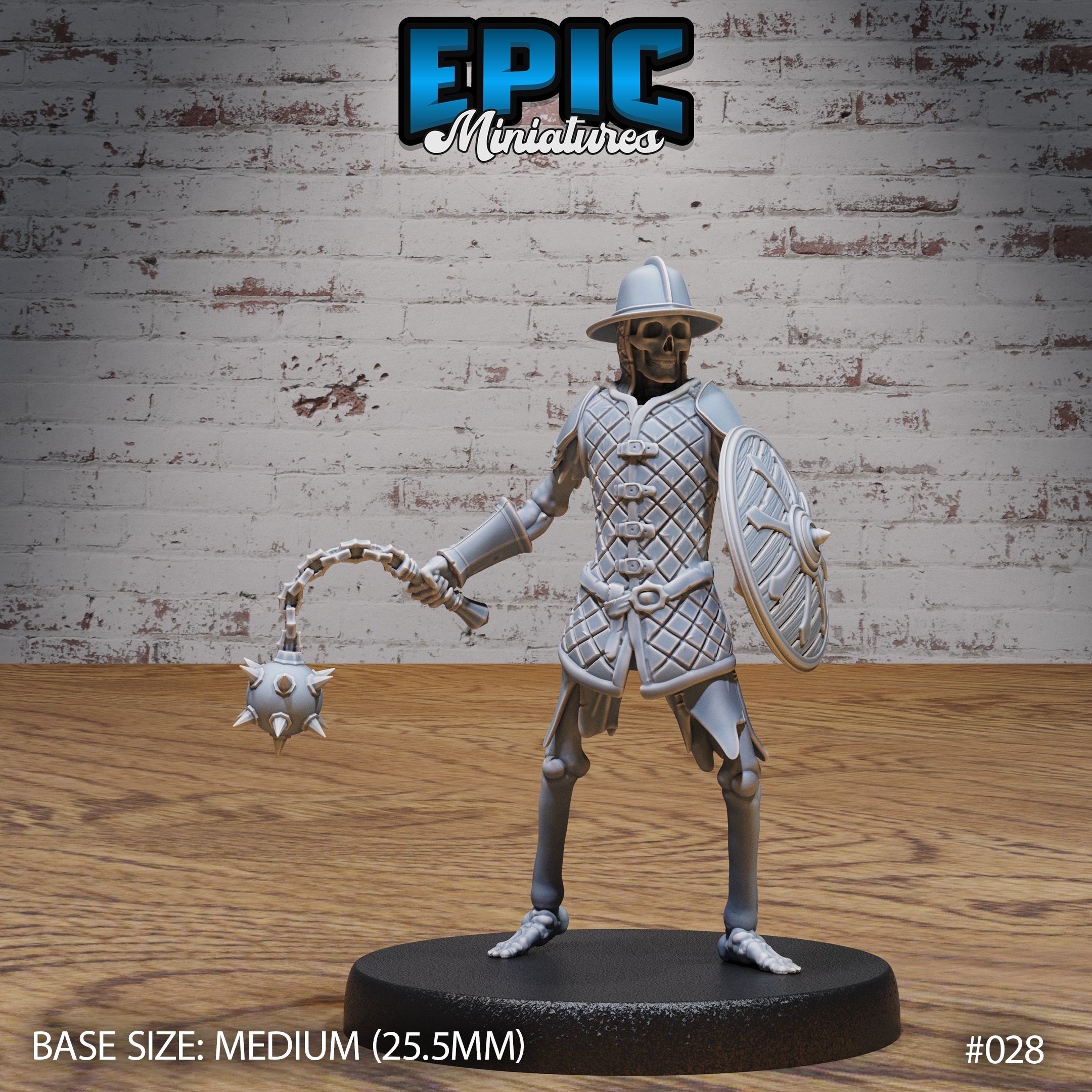 Skeleton Army Morning Star & Shield / Undead Soldier / Evil Skelet Warrior / Zombie Fighter / Evil Bone Kingdom / Walking Dead Monster / Rotting Humanoid / Graveyard Encounter